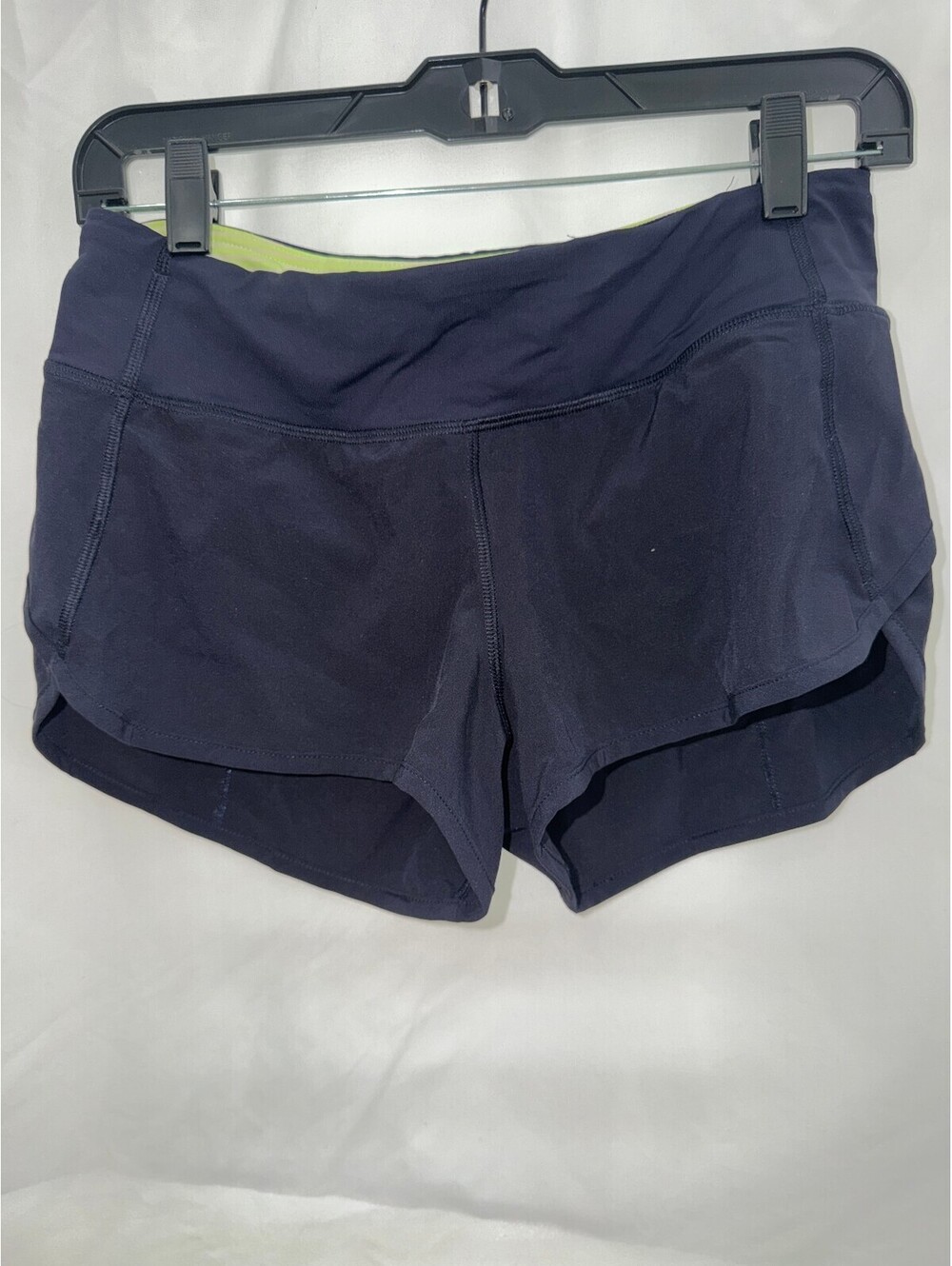 Lululemon Women's Athletic Shorts Size 4 Navy Blue with Lime Green Lining